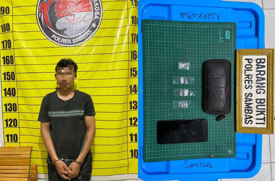 Satresnarkoba Polres Sambas Tangkap Pelaku Tindak Pidana Narkotika di Teluk Keramat