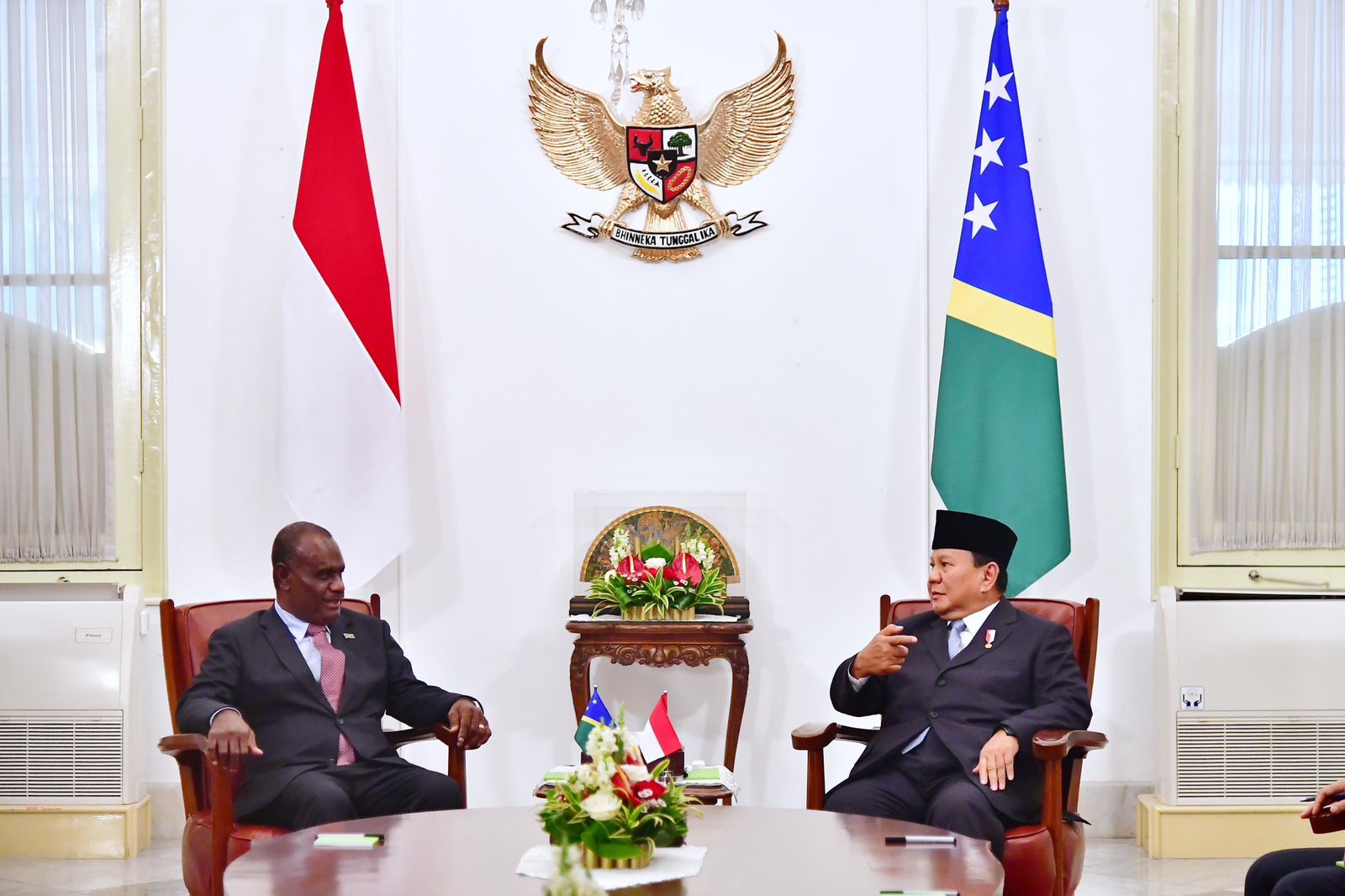 Presiden Prabowo Subianto Terima Kunjungan PM Kepulauan Solomon dan PM Timor Leste di Istana Merdeka