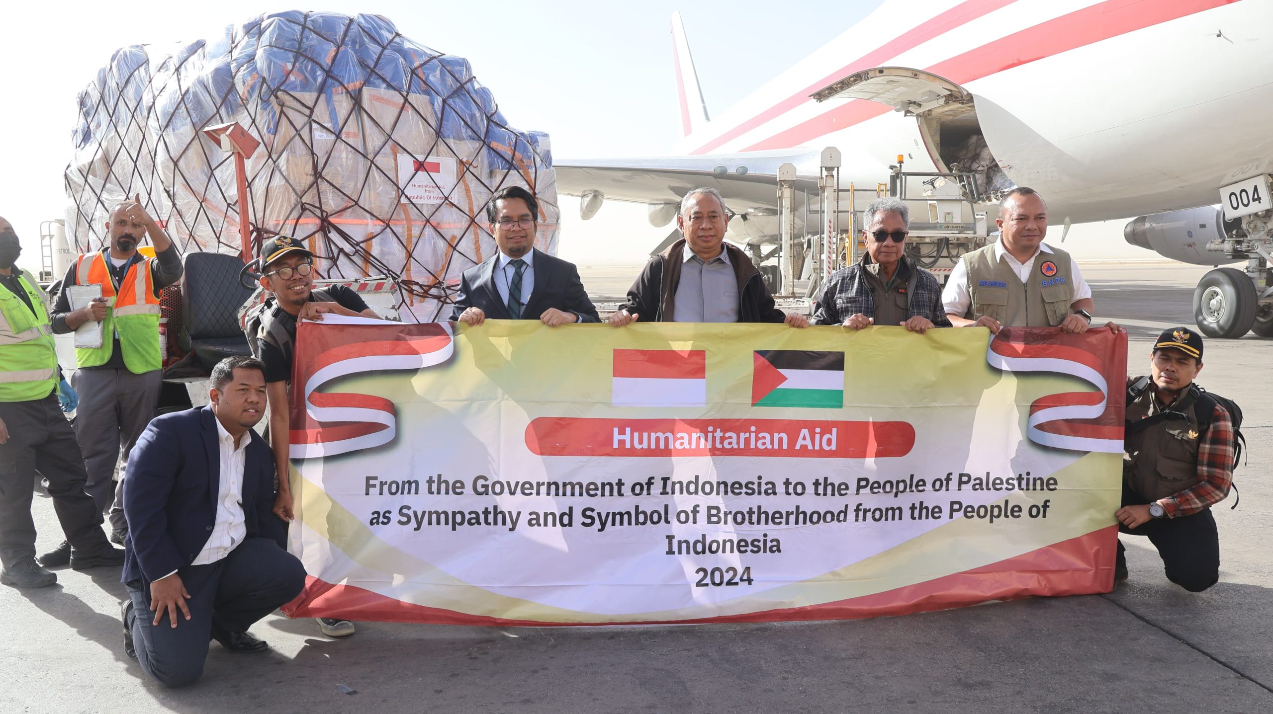 Bantuan Kemanusiaan Pemerintah Indonesia untuk Palestina Tiba di Bandara Queen Alia-Amman Yordania