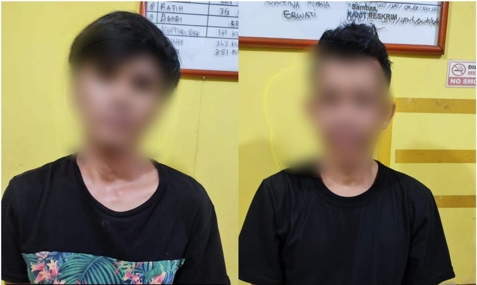 Polres Sambas Amankan Dua Pemuda Pencuri Motor di Danau Sebedang