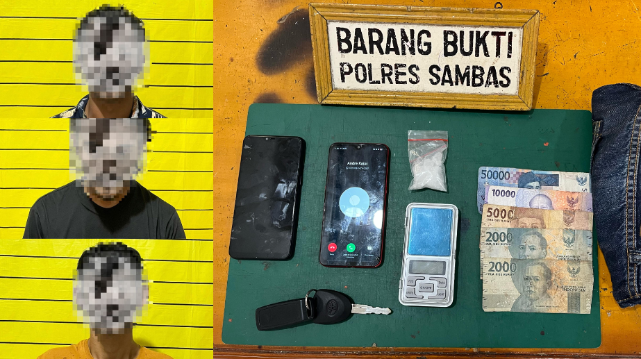 Tiga Pengedar Narkoba Ditangkap di Sambas, Polisi Amankan 10 Gram Sabu