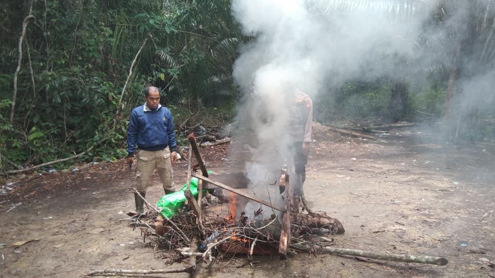 Tindak Cepat Laporan Warga, Polisi Musnahkan Arena Sabung Ayam di Belitang Hilir