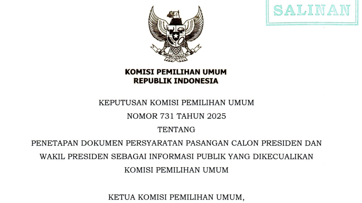 Rincian 16 Dokumen Syarat Capres-Cawapres yang Dirahasiakan KPU