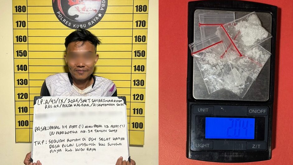 Tangkap Pengedar Narkoba di Kubu Raya, Polisi Sita Lima Paket Sabu Siap Edar