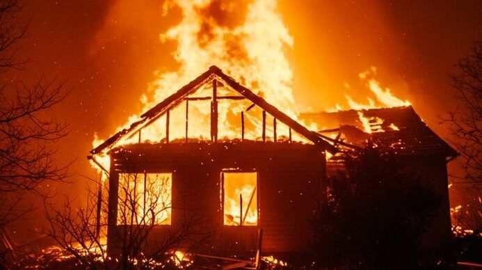 Kebakaran di Serdam, Rumah Samping Citra Mart Ludes Terbakar
