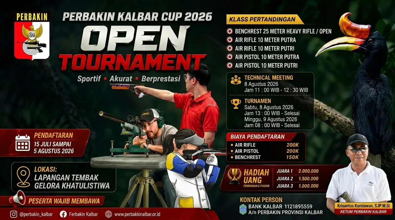 Perbakin Kalbar Gelar Tournament dan Raker Provinsi pada 8 Agustus 2026