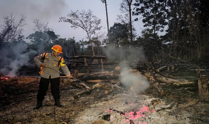 Polsek Sekayam Usut Penyebab Kebakaran 3,3 Hektare Lahan di Sanggau