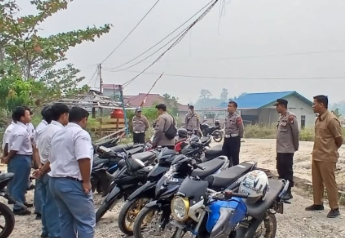 Polsek Silat Hilir Amankan 12 Sepeda Motor Knalpot Brong Milik Pelajar SMK