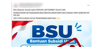 Klaim BSU Rp600 Ribu Cair September 2026 Beredar, Kemnaker Sebut Hoaks