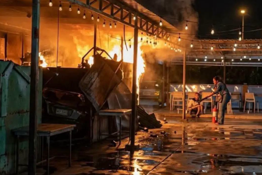 Kebakaran di Food Court Pasar Baru PLBN Entikong