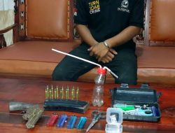 Geledah Pengedar Narkoba,Temukan Pistol Rakitan dan Belasan Peluru