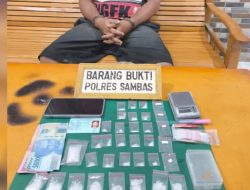 Satresnarkoba Polres Sambas Tangkap Pengedar Sabu di Desa Lonam