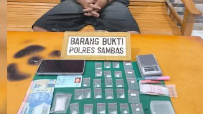 Satresnarkoba Polres Sambas Tangkap Pengedar Sabu di Desa Lonam