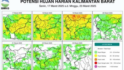 Prakiraan Cuaca Pontianak Hari Ini Senin 17 Maret 2025: Kubu Raya Hujan Deras, Singkawang Berawan