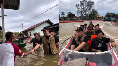 Bupati Kapuas Hulu, Fransiskus Diaan, didampingi jajaran pemerintah daerah meninjau langsung wilayah terdampak banjir di Kecamatan Bika. Selain berdialog dengan warga, Bupati juga menyalurkan bantuan sembako untuk para pengungsi.