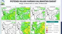 Potensi hujan wilayah Kalimantan Barat, Minggu (23/3/2025) (foto: BMKG Kalbar)