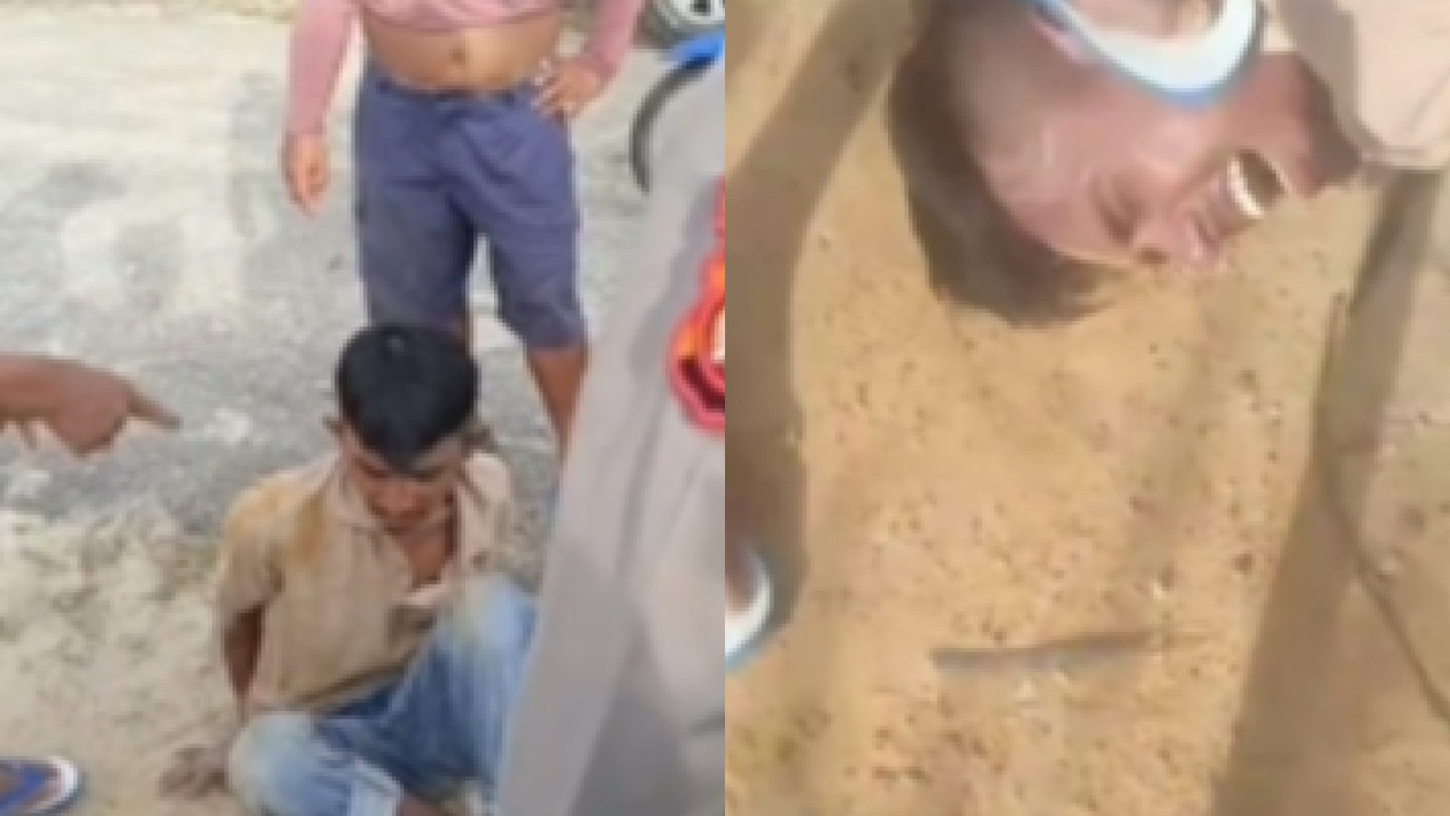 Seorang pelaku pencurian kayu balok di Desa Pall, Nanga Pinoh, Melawi, diamankan warga sebelum dibawa ke Polres Melawi, Minggu (27/04/2025). Foto: Tangkapan Layar.