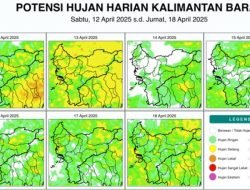 Kalimantan Barat Hari Ini Diperkirakan Akan Hujan di Banyak Wilayah