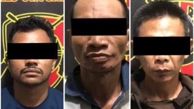 Foto: Ketiga pelaku dalam aksi penyiraman air keras terhadap Pejabat RSJ Kalbar yang masing masing berinisial H (35) A(27) dan B(37). Foto: HO/Faktakalbar.id