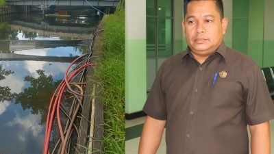 Anggota DPRD Kota Pontianak, Berdi megecam kondisi instalasi kabel fiber optik (FO) yang semrawut di Kota Pontianak. Ia menilai kondisi ini membahayakan keselamatan warga dan mengganggu sistem drainase kota. (Foto: Faktakalbar.id)