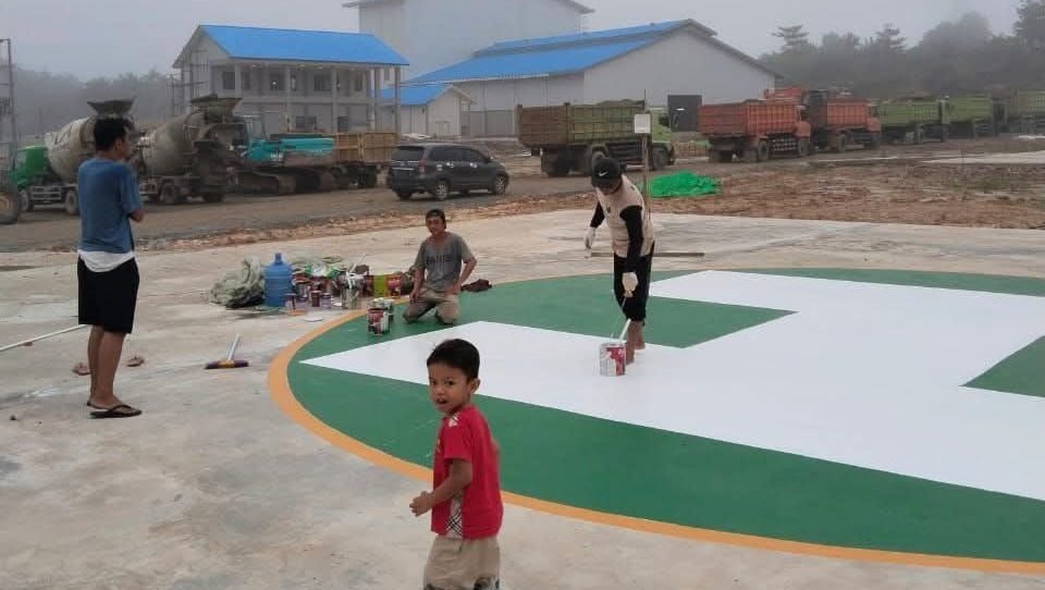 Tiga Helipad dibangun dekat Pabrik Jagung di Jalan Bukit Tinggi, Tampe, Kelurahan Sebalo, Kabupaten Bengkayang.
