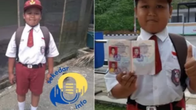 Nursaka, pelajar asal Malaysia, melintasi Pos Lintas Batas Negara (PLBN) Entikong setiap hari untuk bersekolah di Indonesia. (Dok. Ist)