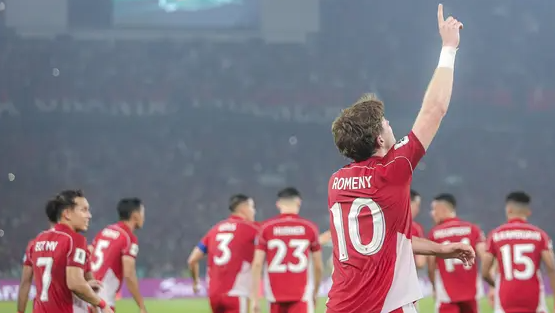 Selebrasi Ole Romeny saat mencetak gol kontra China di laga krusial Kualifikasi Piala Dunia 2026. Dok. Bola.com