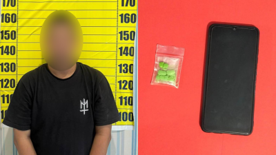 Tersangka A.S. (kiri) diamankan bersama barang bukti berupa pil ekstasi dan ponsel (kanan), hasil penggerebekan di Sekayam. Foto: HO/Faktakalbar.id