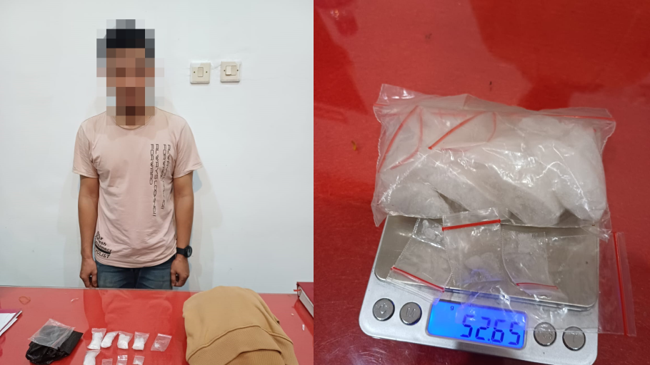 Pelaku kasus narkoba dan barang bukti sabu yang disita Polres Ketapang dalam pengungkapan di Desa Sungai Jawi. (Dok. Polres Ketapang)