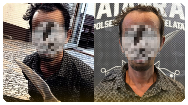 Seorang pria berinisial RA (37) diamankan polisi setelah mengamuk dan mengancam petugas tiket dengan senjata tajam di kawasan Hotel Aston, Jalan Gajah Mada, Pontianak, Minggu (25/05/2025) pukul 01.10 WIB. Dok. HO/Faktakalbar.id