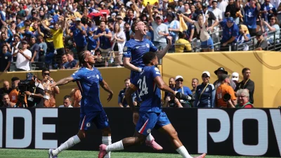 Cole Palmer merayakan gol pembuka untuk Chelsea dalam laga final Piala Dunia Antarklub 2025 melawan PSG di MetLife Stadium, New Jersey. (Foto: Chelsea FC)