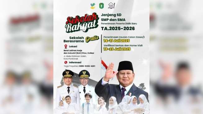 Sekolah Rakyat buka pendaftaran bagi siswa/siswi jenjang SD, SMP, dan SMA (Dok. Ist)
