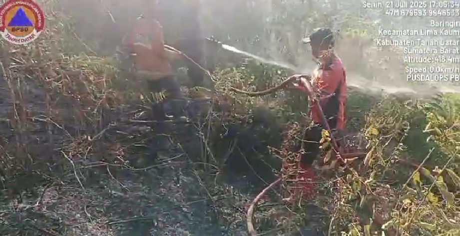 Dampak yang diakibatkan oleh kebakaran hutan dan lahan (karhutla) yang terjadi di Kabupaten Tanah Datar, Minggu (20/7). Sumber Foto: BPBD Kabupaten Tanah Datar