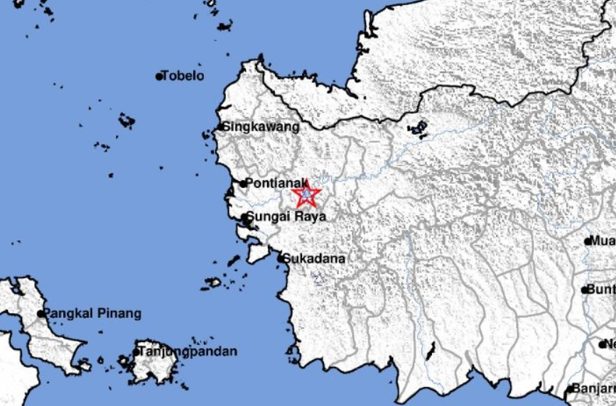Peta lokasi gempa magnitudo 2.3 di wilayah Sanggau, Kalimantan Barat, berdasarkan data BMKG pada Selasa (29/07/2025) pukul 02.33 WIB. (Dok. HO/faktakalbar.id)