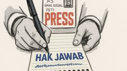 Ilustrasi - “Hak Jawab” sebagai bentuk tanggapan atas pemberitaan, dengan latar identitas pers bertuliskan isu “AS, Emas Ilegal, PETI”.
