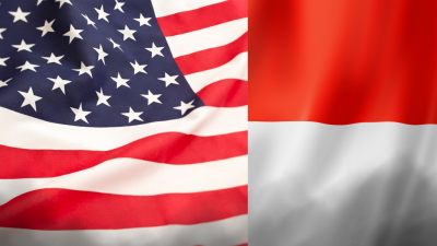 Ilustrasi - Bendera Indonesia dan Amerika Serikat, menggambarkan hubungan dagang RI-AS dalam kesepakatan tarif terbaru. (Dok. Ilustrasi/faktakalbar.id)