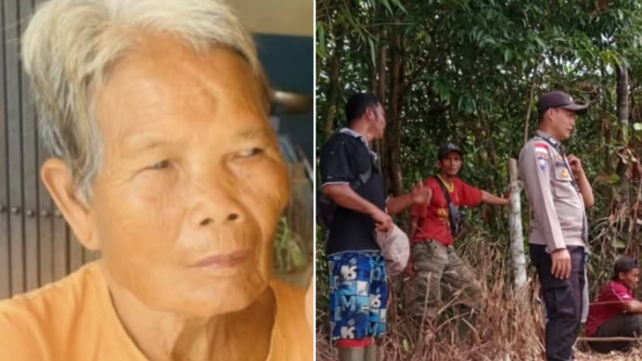 Tim warga dan petugas Polsek Seluas melakukan pencarian lansia hilang di perbatasan Desa Mayak dan Sentangau Jaya, Bengkayang. (Dok. Polsek Seluas)