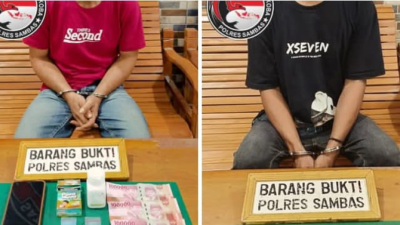Barang bukti sabu dan ekstasi hasil tangkapan Polres Sambas dari dua pengedar di Kecamatan Jawai. (Dok. Polres Sambas)