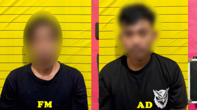 kedua terduga pengedar sabu, FM dan AD, yang berhasil diamankan oleh Polres Sanggau dalam operasi penindakan di Kecamatan Kapuas.