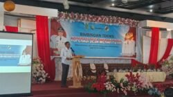 Kadis Kumindag Sambas saat sambutan pada Bimtek Kodes Merah Putih se-Kabupaten Sambas pada waktu lalu.