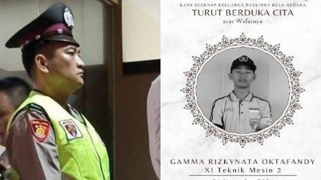 Aipda Robig Zainuddin saat mendengarkan pembacaan vonis 15 tahun penjara dalam sidang kasus kekerasan terhadap anak yang menyebabkan kematian pelajar SMK. (Dok. Ist)