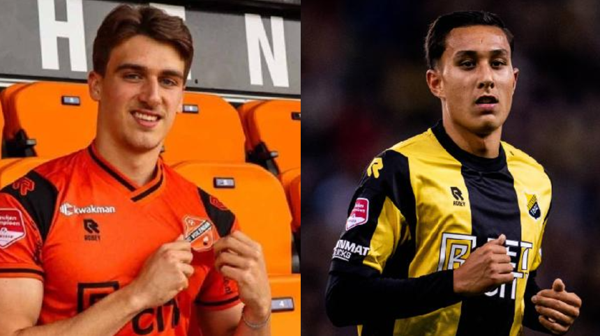 Dua calon pemain naturalisasi Timnas Indonesia, Mauro Zijlstra (kiri) dan Miliano Jonathans (kanan), saat berpose setelah proses administrasi.