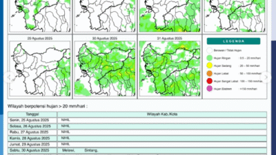 Cuaca Kalbar Hari Ini 25 Agustus 2025: BMKG Ingatkan Waspada Karhutla di Tengah Dominasi Cuaca Cerah Berawan
