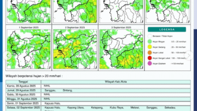 Prakiraan Cuaca 28 Agustus: Kalbar Cenderung Cerah, Potensi Karhutla Meningkat