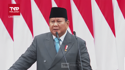 Presiden Prabowo Subianto saat menyampaikan pidato kenegaraan dalam sidang tahunan MPR RI tahun 2025 (Tangkapan layar Youtube TV Parlemen)