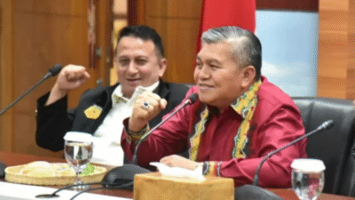 Yusran Anizam saat memberikan sambutan usai terpilih kembali sebagai Ketua Umum FORKI Kubu Raya. (Dok. amb/faktakalbar.id)