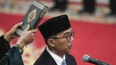 Brian Yuliarto resmi dilantik sebagai Kepala Badan Industri Mineral di Istana Kepresidenan, Jakarta, Senin (25/8/2025). (Dok. Ist)