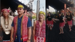 Rombongan Seni Budaya Adat Dayak Kalimantan Barat berlatih di Rumah Radakng Pontianak sebelum tampil pada resepsi diplomatik KBRI Bangkok. (Dok. Faktakalbar.id)