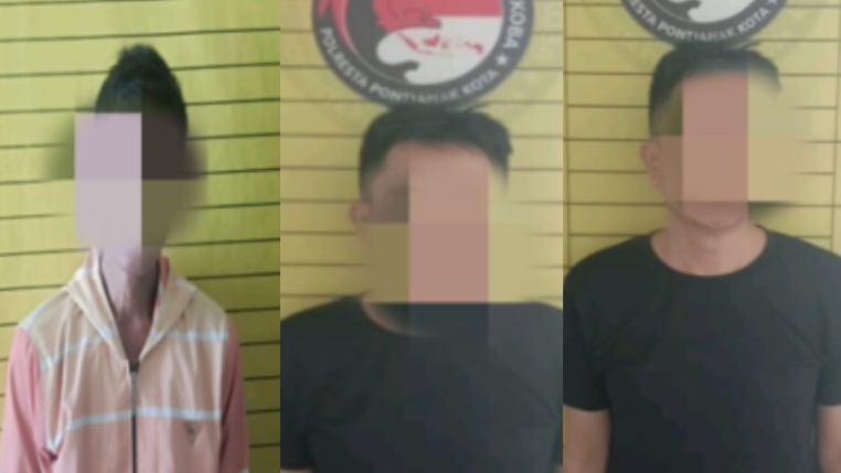 Tiga tersangka kasus narkoba lintas daerah Pontianak Ketapang yang ditangkap Polresta Pontianak.
