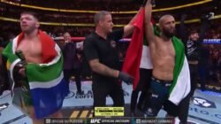 "Khamzat Chimaev menjadi juara dunia baru kelas menengah usai menang angka mutlak atas Dricus Du Plessis dalam pertarungan dominan di UFC 319. (Dok. Tangkapan Layar Live ESPN)"